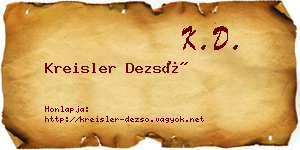 Kreisler Dezső névjegykártya